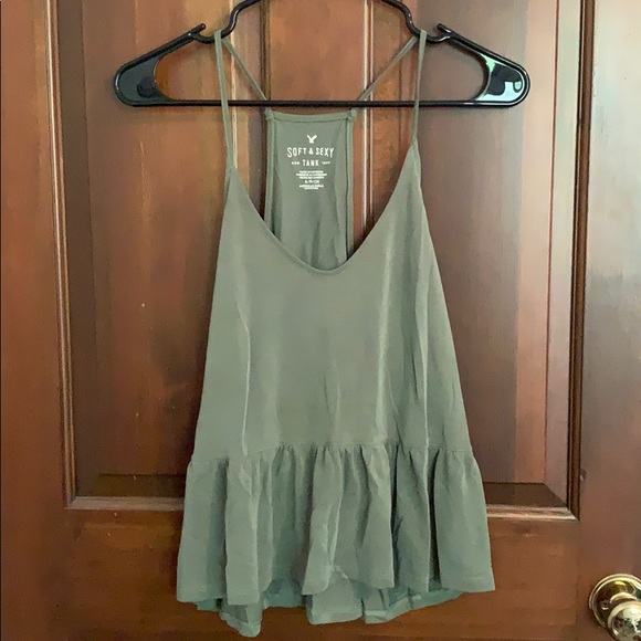 American Eagle Outfitters Tops - Olive green soft and sexy peplum tank